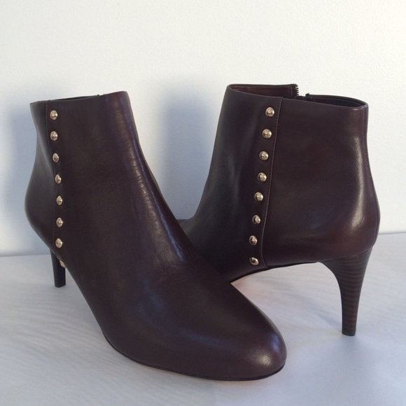 Coach Hickory Chestnut Leather Ankle Zip Boots - Picture 1 of 4